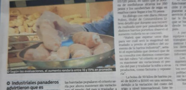 Diario Popular edición impresa 10/10/20: Aumento Harina. Estiman una suba de más de 10% del pan.