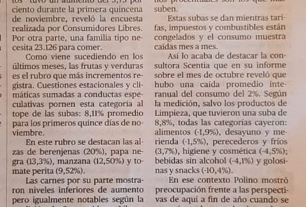 Diario Popular Edición Impresa 17/11/20 Comer cuesta 3,73% más y a una familia le insume $23126