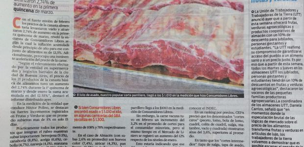 Diario Popular Edición Impresa 17/3/22: Los precios siguen volando alto: 2,74% en solo 15 días