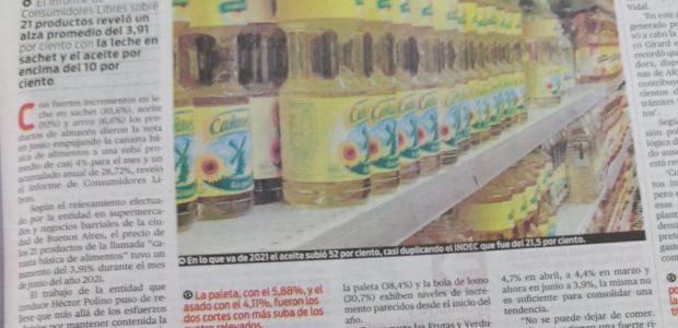 3/7/21 Diario Popular Edición Impresa: La Canasta Básica de Alimentos subió casi un 4% 