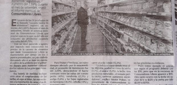 Diario Popular Edición Impresa 3/10/21 La canasta básica de alimentos aumentó 2,89% El precio de los 21 productos de la llamada “canasta básica de alimentos” registró un aumento del 2,89% […]